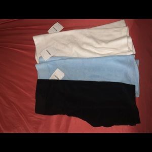 3 NEW WITH TAGS (S) Pair of Biker Shorts in Black, White, Baby Blue, FOREVER21